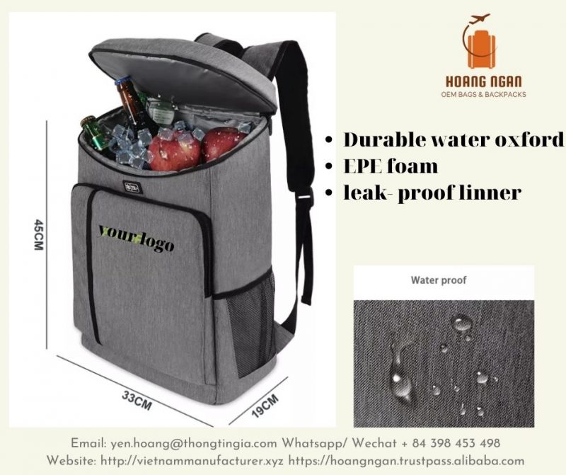 cooler backpack made from polyester oxford, EPE foam and waterproof linner